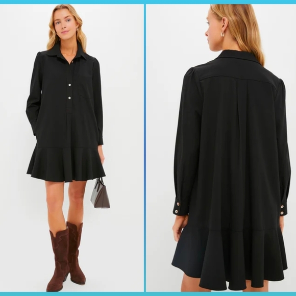 Tuckernuck Dresses & Skirts - Tuckernuck Pomander Place Black Crepe Callahan Shirt Dress Womens Large